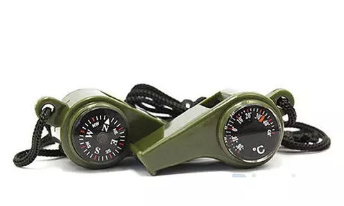 3 in1 Emergency Survival Gear Camping Hiking Whistle Compass Thermometer US