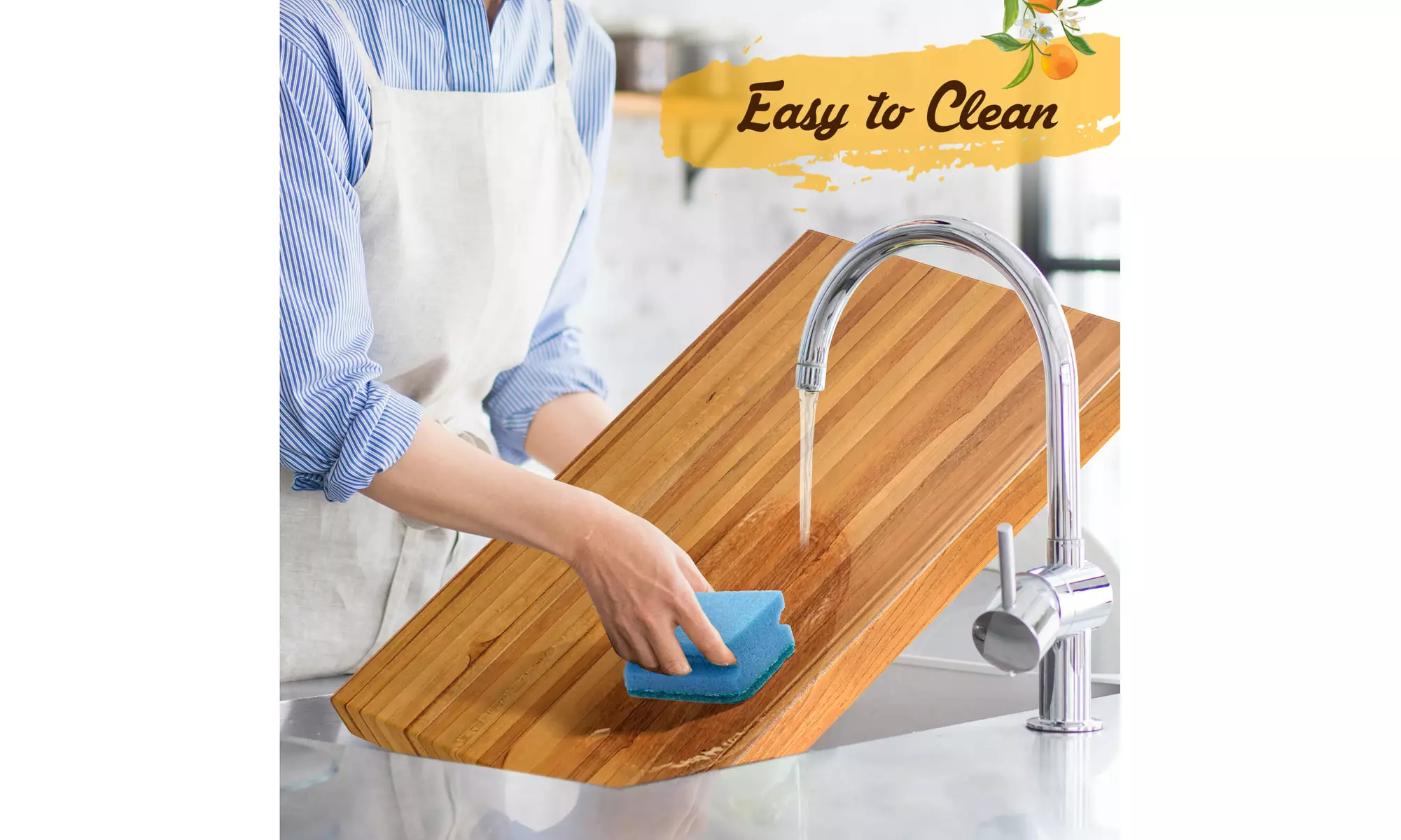 Costway Teak Wood Cutting Board Extra Large 24" Reversible Cutting Board
