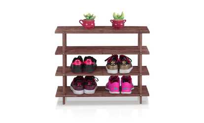 Furinno FNCJ-33005 Pine Solid Wood 4-Tier Shoe Rack