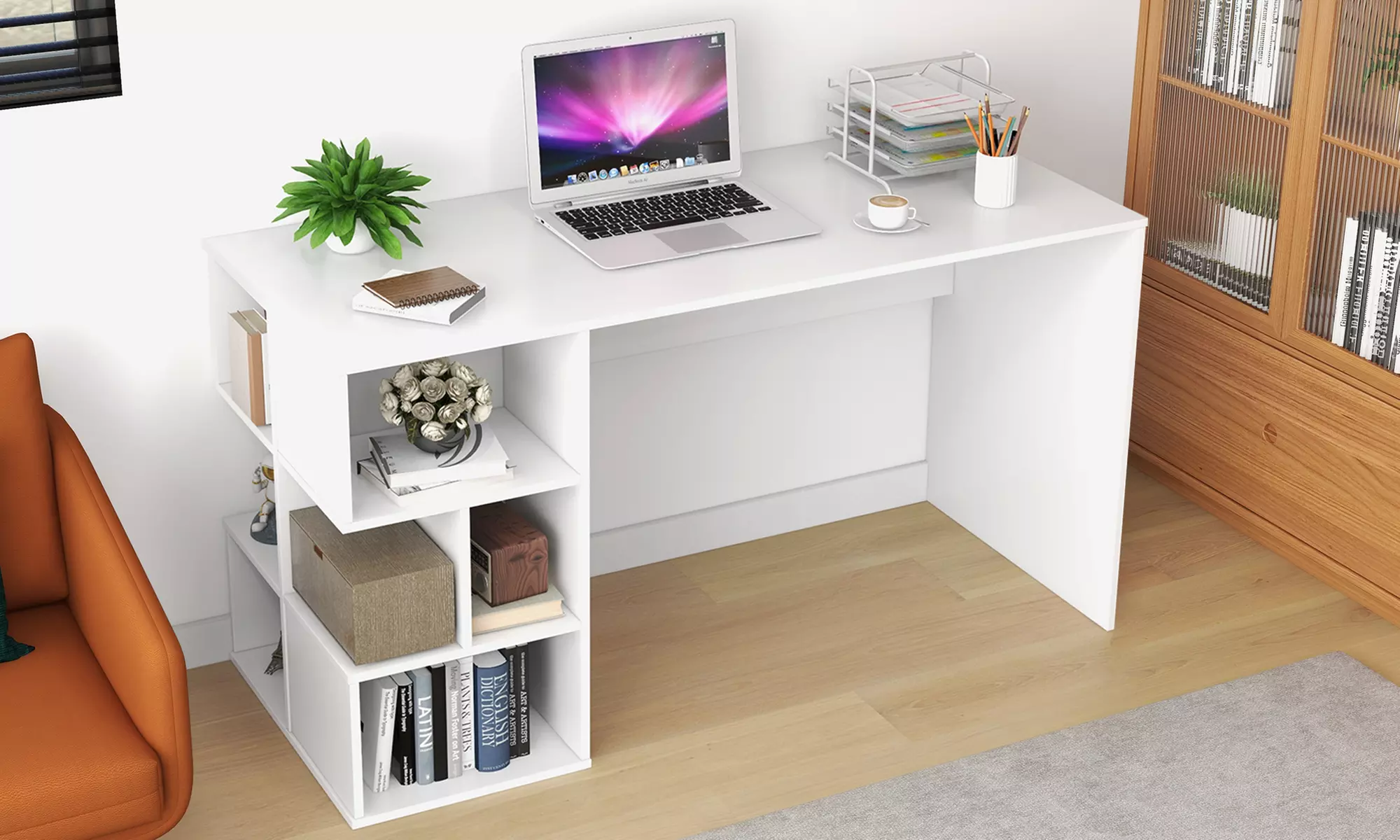 Costway 55'' Home Office Computer Desk Writing Study Workstation Laptop Table - Primary Image
