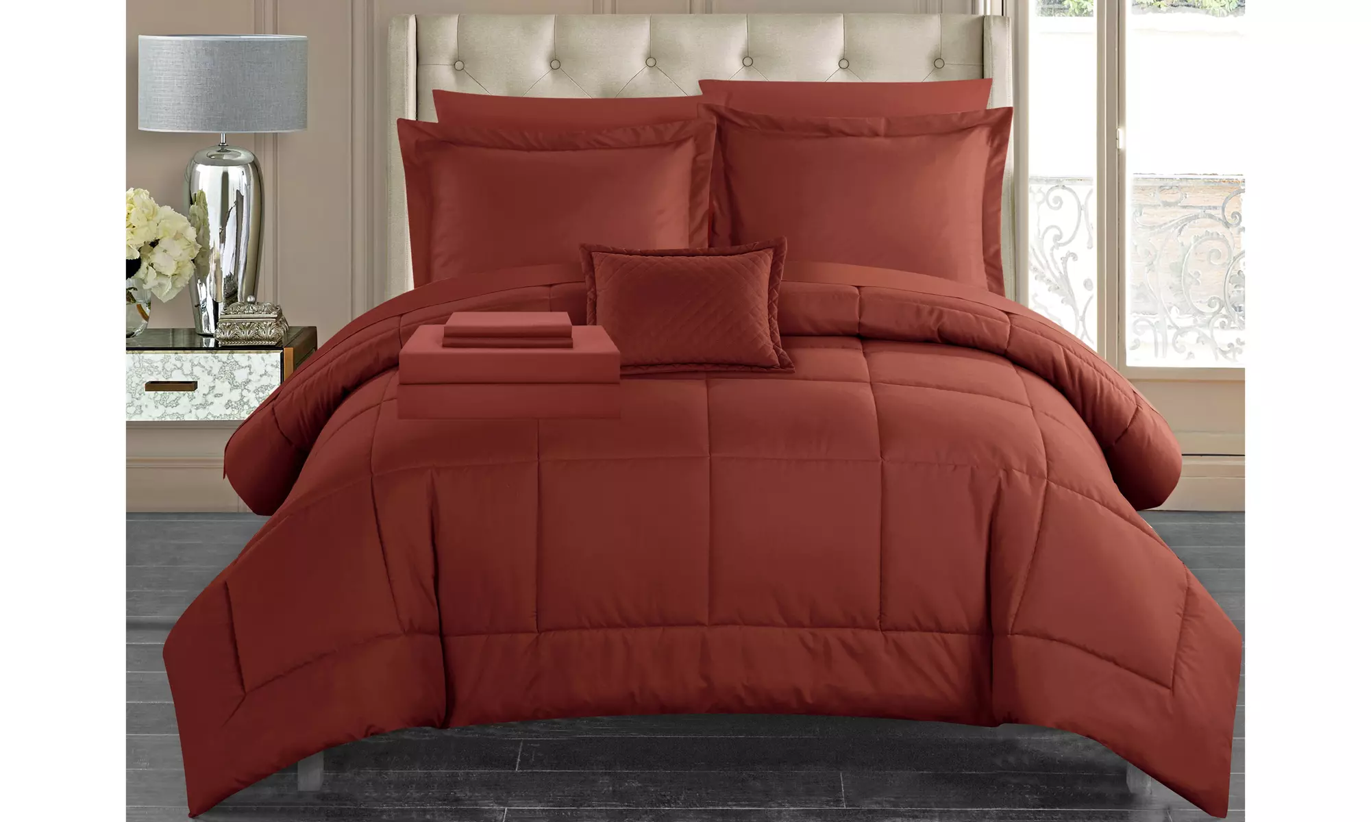 Jordi 6 or 8 Piece Comforter Set Complete Bed in a Bag Bedding - includes Sheet - Second Medium