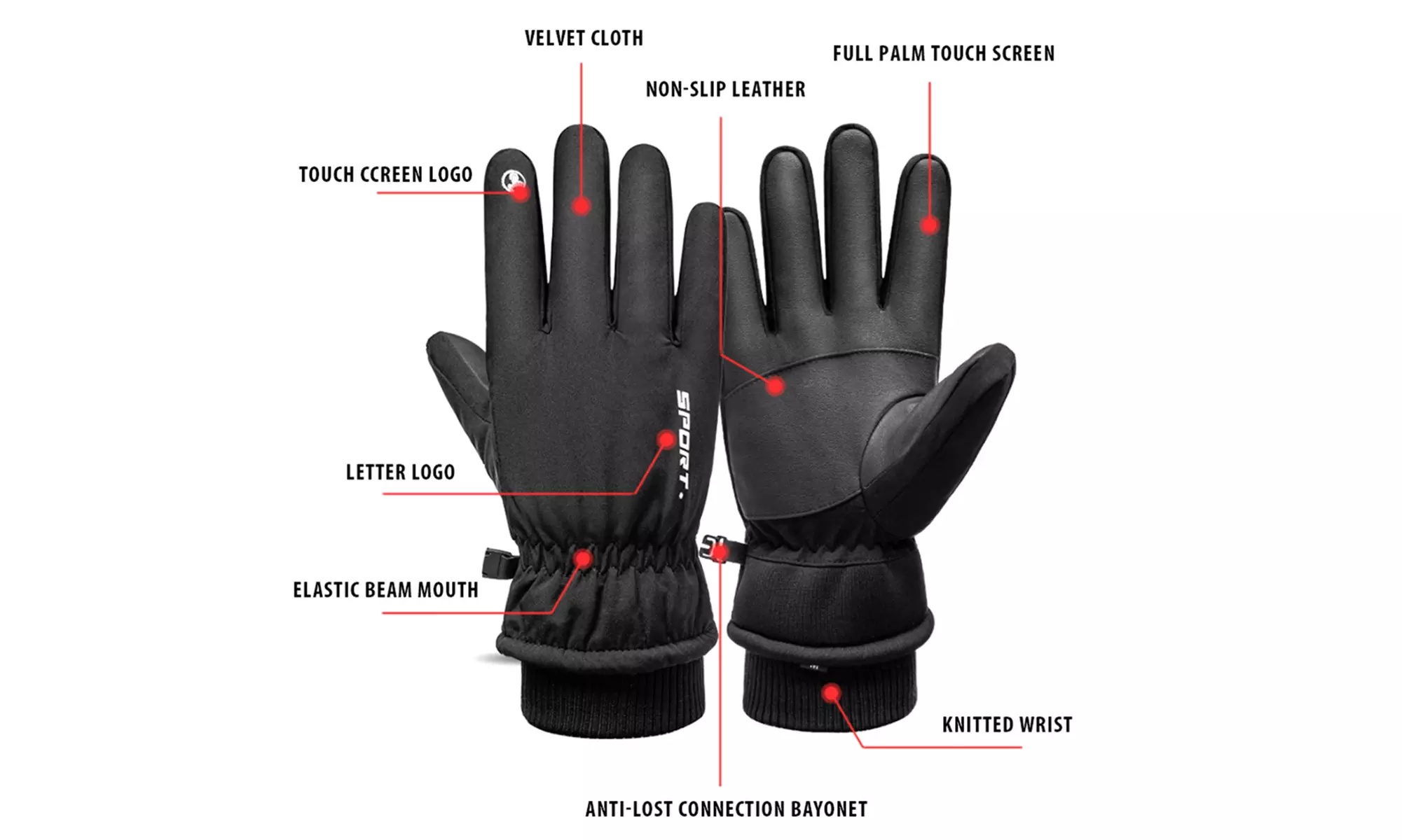 Winter Warm Beanie Hat and Scarf Set & Anti-slip Windproof Touch Screen Gloves