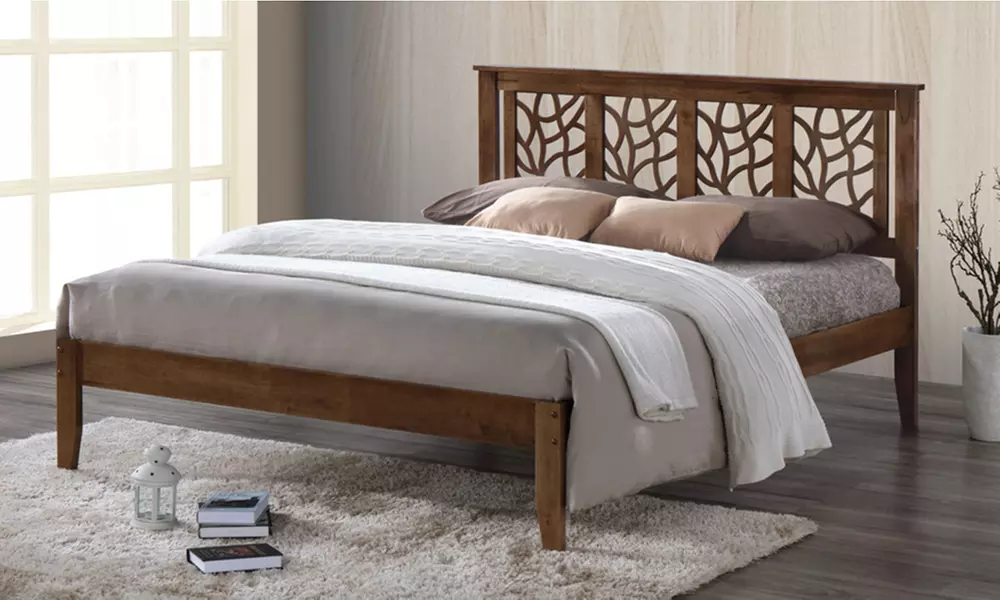Trina Contemporary Tree-Branch-Inspired Platform Bed with Walnut Finish - Second Medium