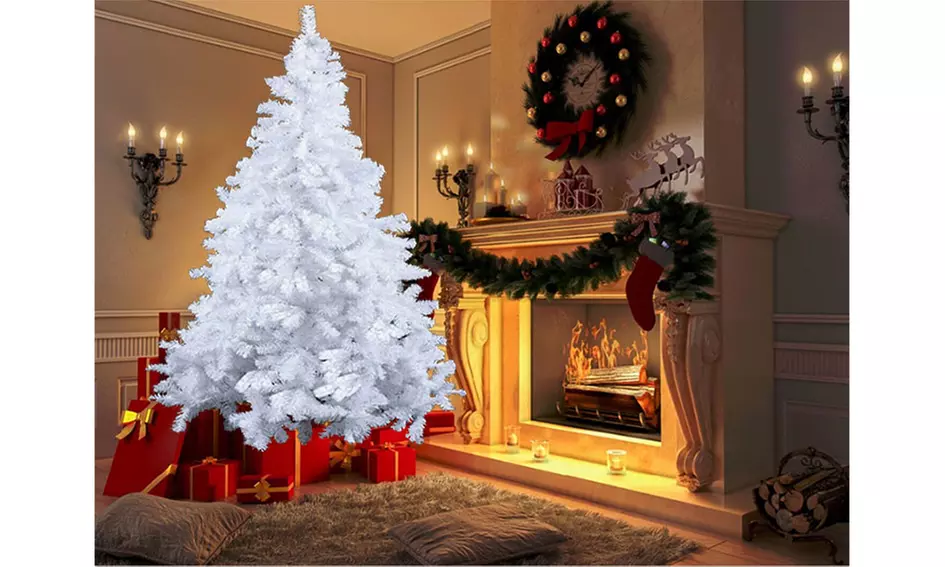 5/6/7/8/9FT Premium White PVC Artificial Christmas Tree w/ Stand - Primary Image