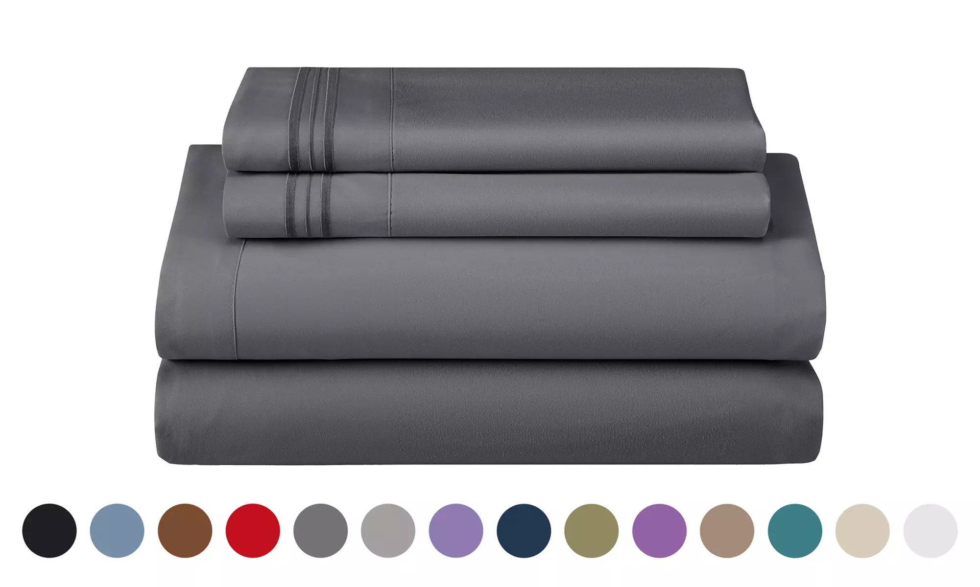 Lux Decor 4Pc Deep Pocket Sheet Set With Embroidered Pillowcases & Giftable Bag