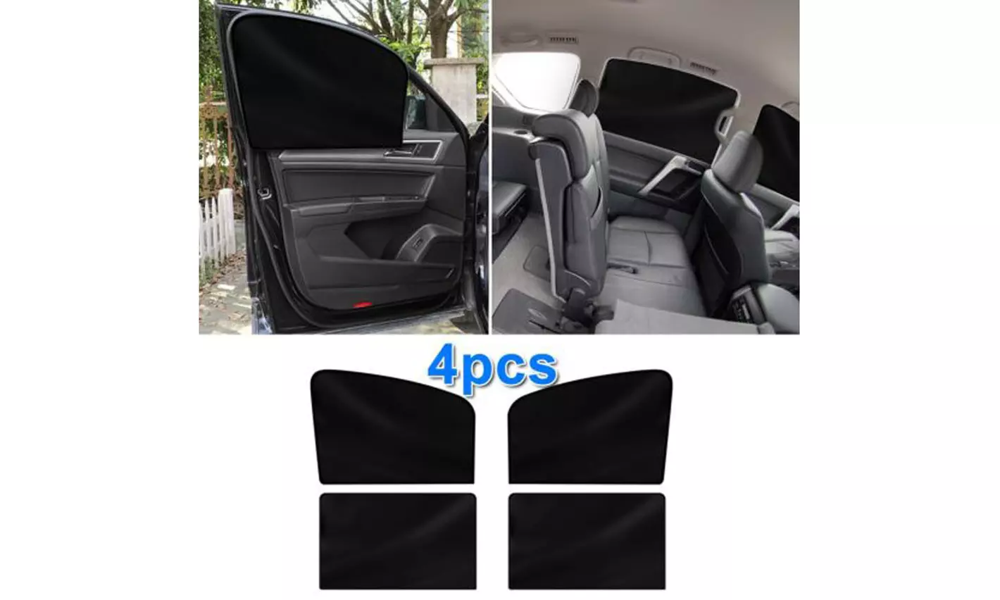 4X Magnetic Car Side Front Rear Window Sun Shade Cover Mesh Shield UV Protection - Primary Image