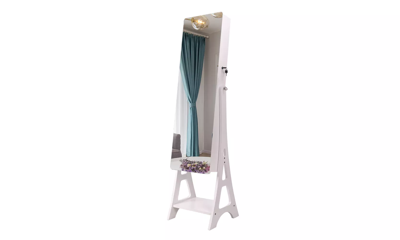 2-Pull 4-Layer Full Mirror Makeup Mirror Cabinet  Jewelry Mirror Cabinet White - Primary Image