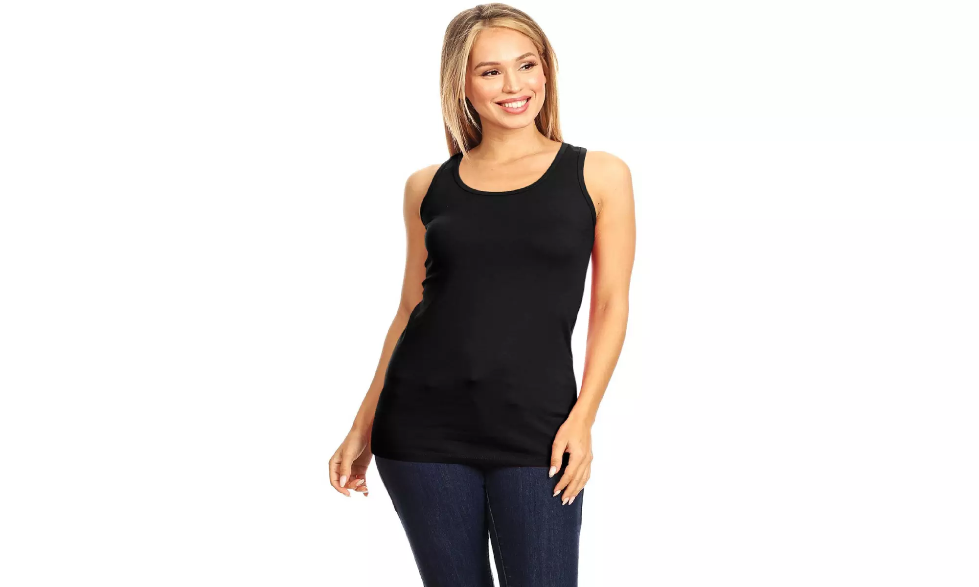 Basic Solid racerback tank top with scoop neck