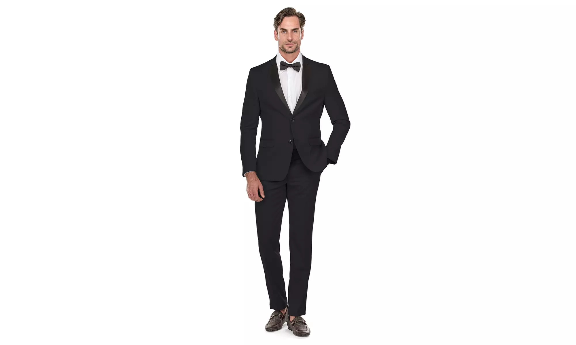Porto Filo Men's 2 Piece Slim Fit Tuxedo Suit (white,beige,red, black) - Second Medium
