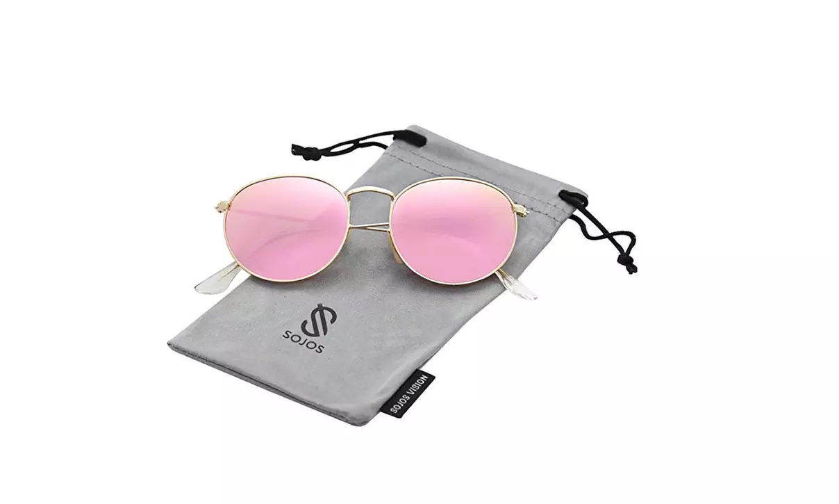 SOJOS Small Round Polarized Sunglasses Mirrored Lens Unisex Glasses - Primary Image