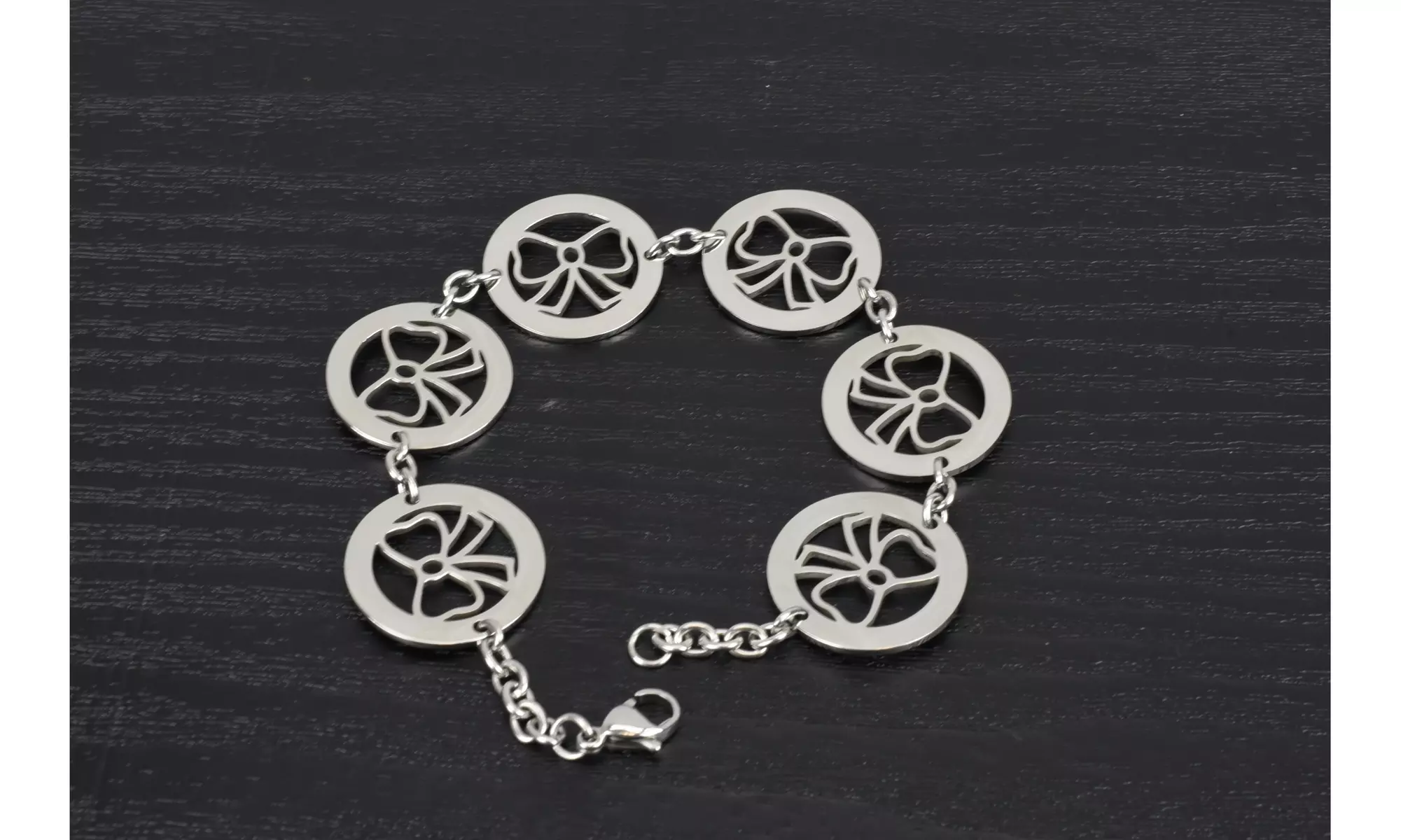 Pink Box Emblem Coin Bracelet in Solid Stainless Steel - Second Medium