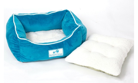 Small Dog Bed Plush Fluffy Soft Warm Calming Small Dog Puppy Kitten Cat Pet Bed Small Dogs Soft Scuba Blue