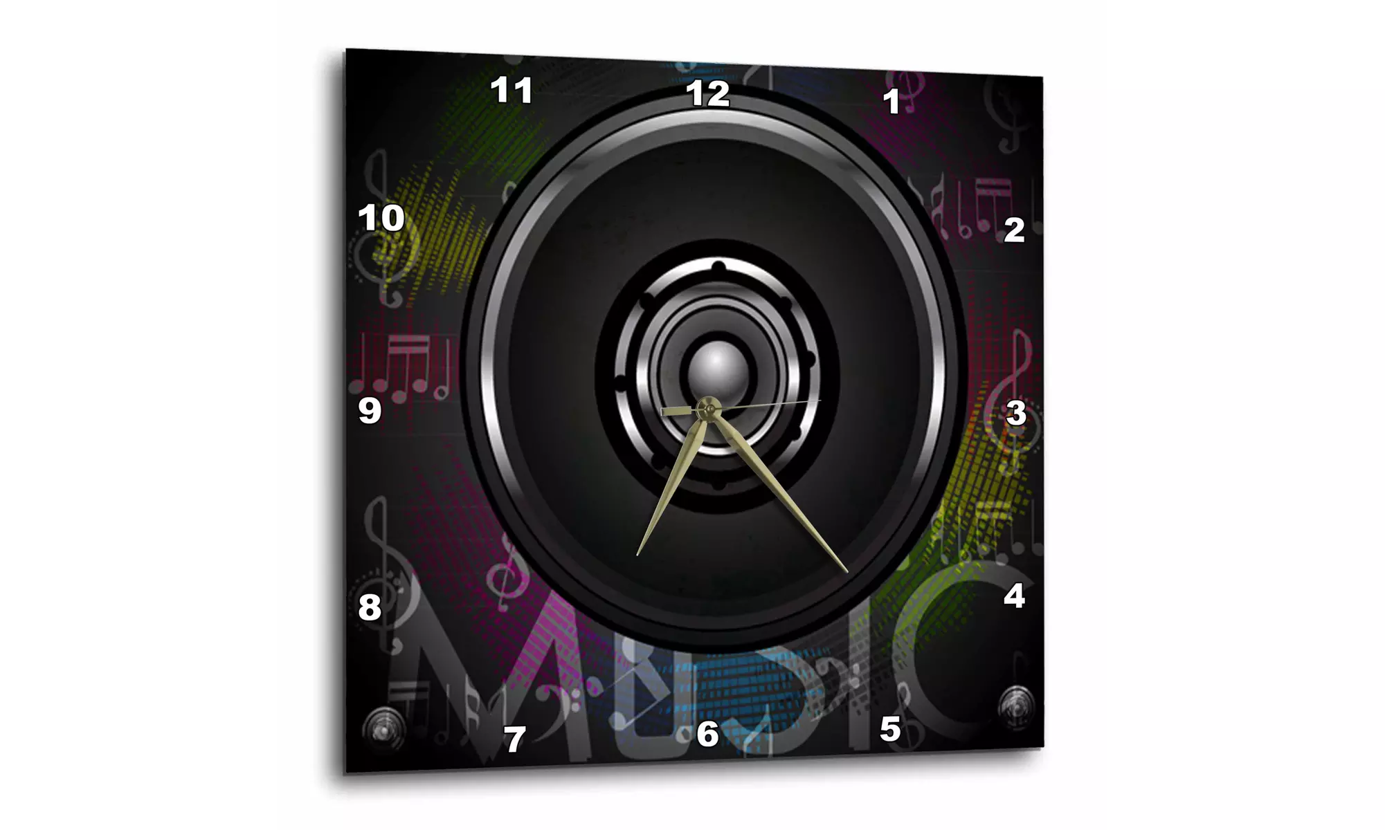 Wall Clock - Music Background With Musical Notes and A Speaker Illustration - Primary Image
