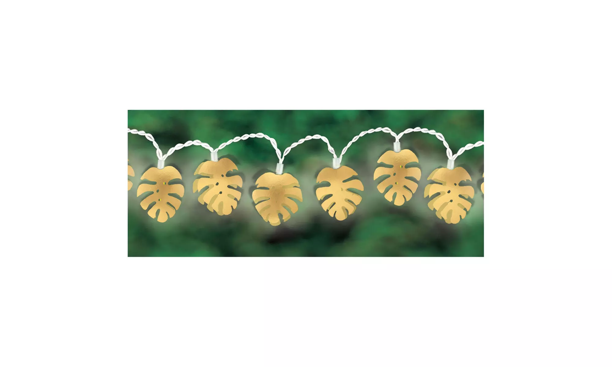 Metallic Gold Key West Palm Leaf LED String Lights - Second Medium
