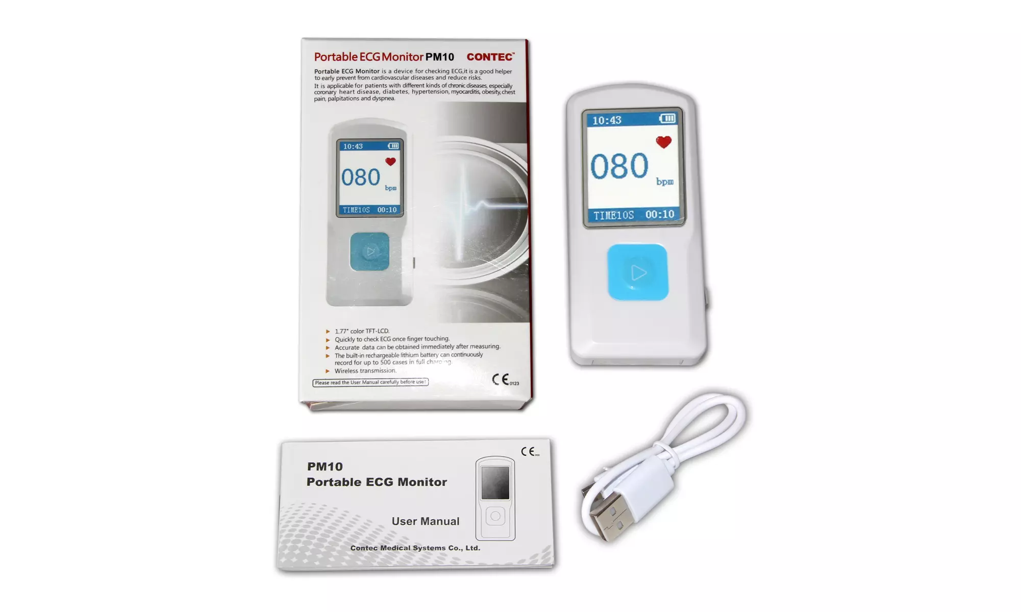 FDA Handheld Portable ECG EKG Machine Heart Beat Monitor LCD USB Bluetooth - Primary Image