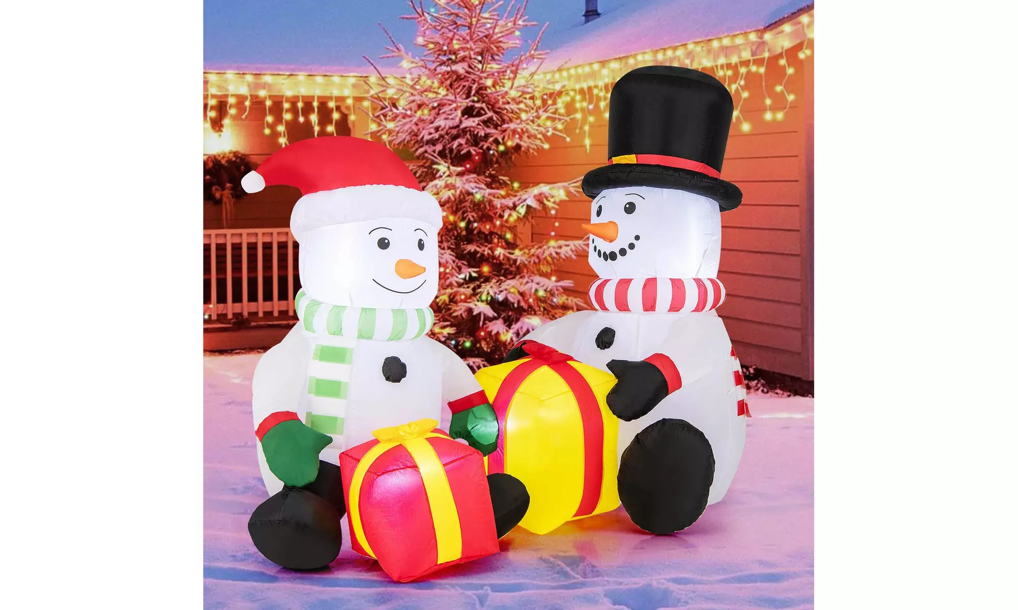 Costway Inflatable Christmas Santa Claus Helicopter Snowman Penguin Lights