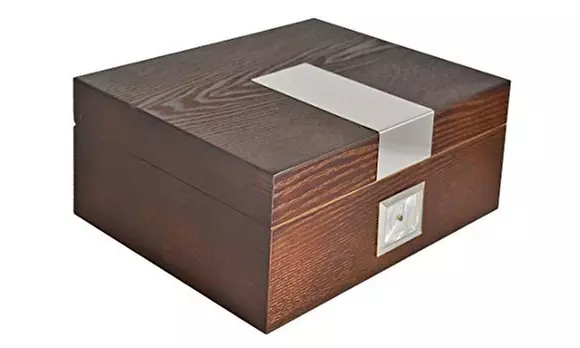 Humidor Cedar and Ash Tree Cigar Humidifier & Hygrometer Cigars Box Set - Primary Image