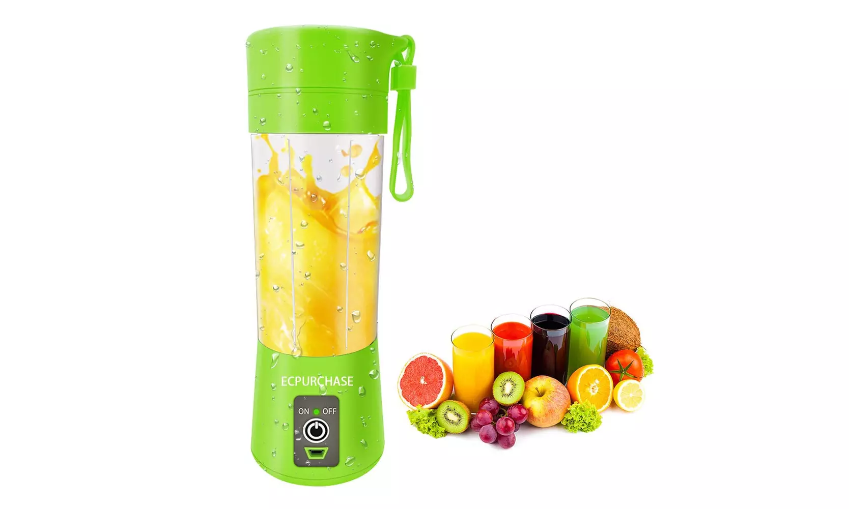 ECPURCHASE Portable Blender USB Rechargeable, Small Blender  Green 380 ml - Primary Image