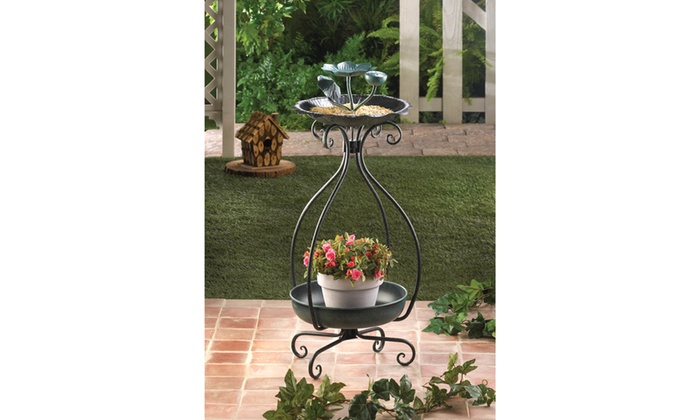 Metal Bird Feeder And Plant Stand Groupon