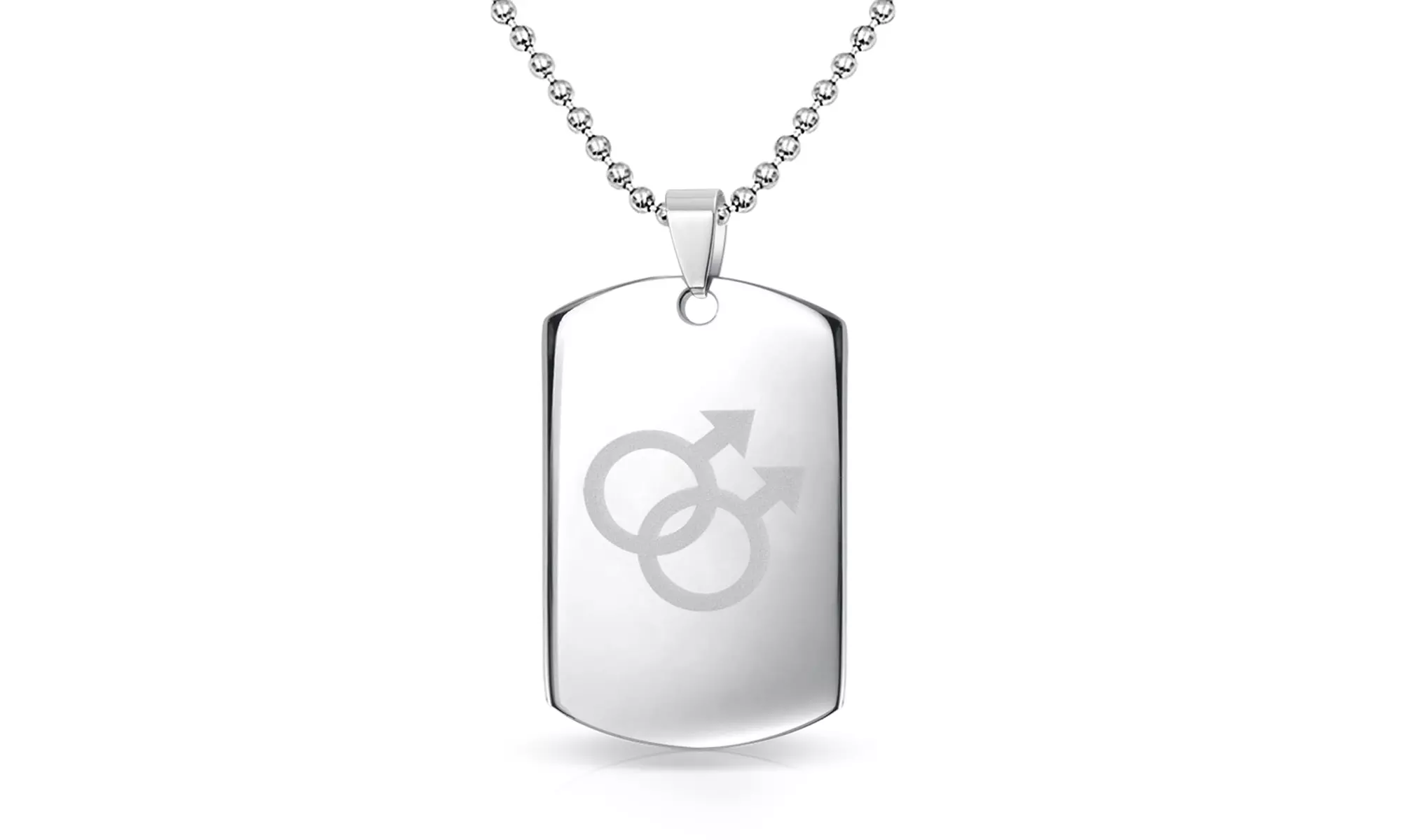 Bling Jewelry Male Symbol Gay Pride Steel Dog Tag Pendant Necklace - Primary Image