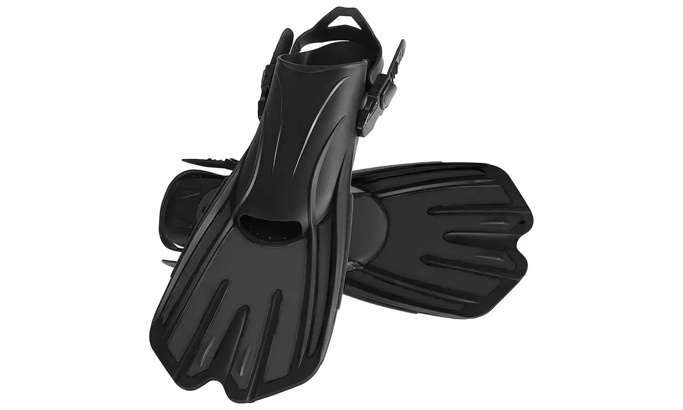 CoolWorld Short Swim Fins Snorkel Fins Adjustable Open Heel Flippers (1-Pair) - Primary Image