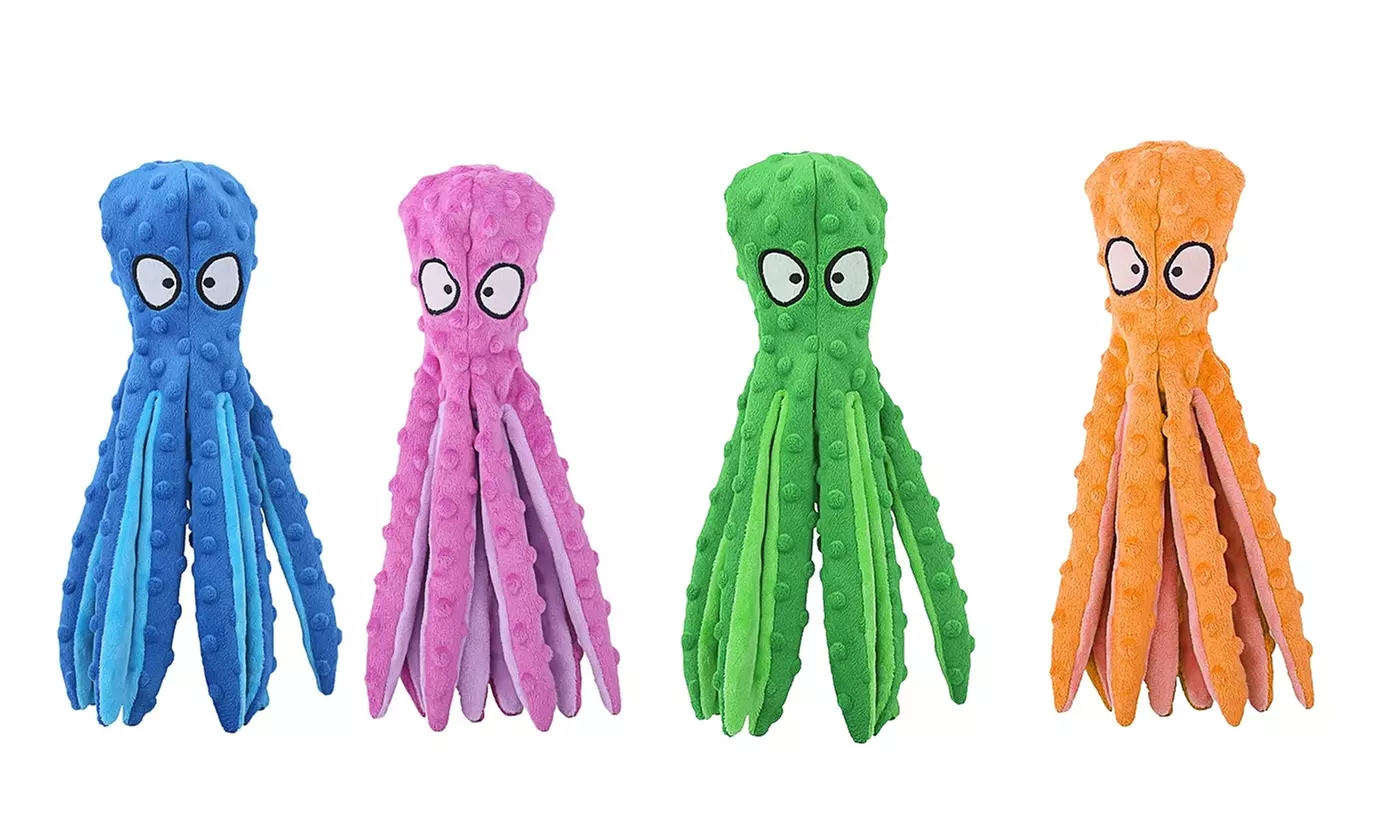  iMounTEK Octopus Squeaky Dog Toys No-Stuffing Crinkle Plush for All Dogs (2pk)