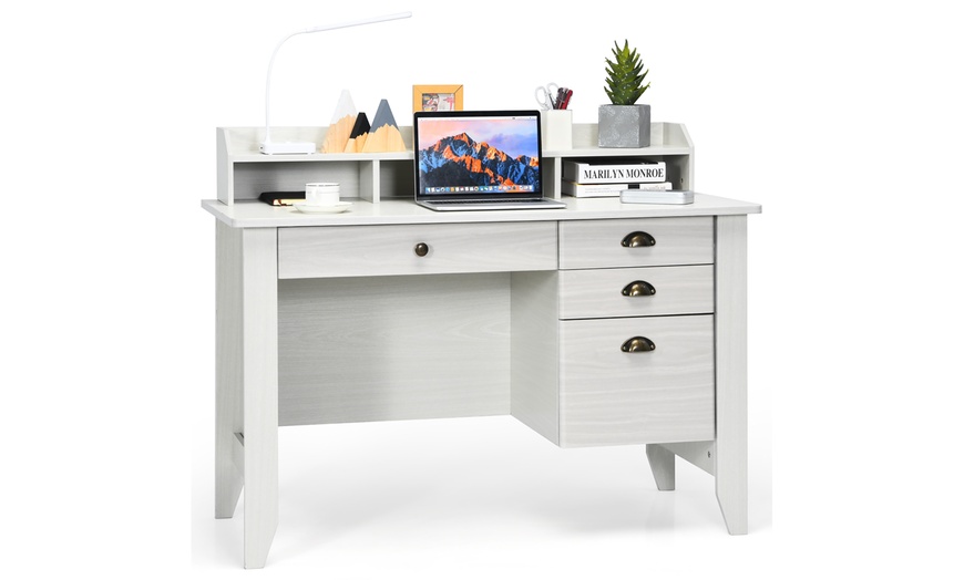 costway computer desk pc laptop writing table workstation