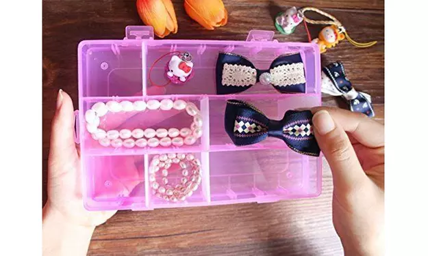 2-Pack 24 Grids Plastic Storage Box Jewelry Earring Tool Containers Organizer