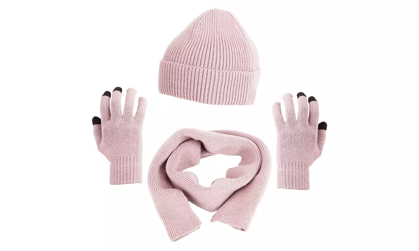 N'POLAR Winter Knitted Beanie, Warm Long Scarf, and Touchscreen Gloves Set