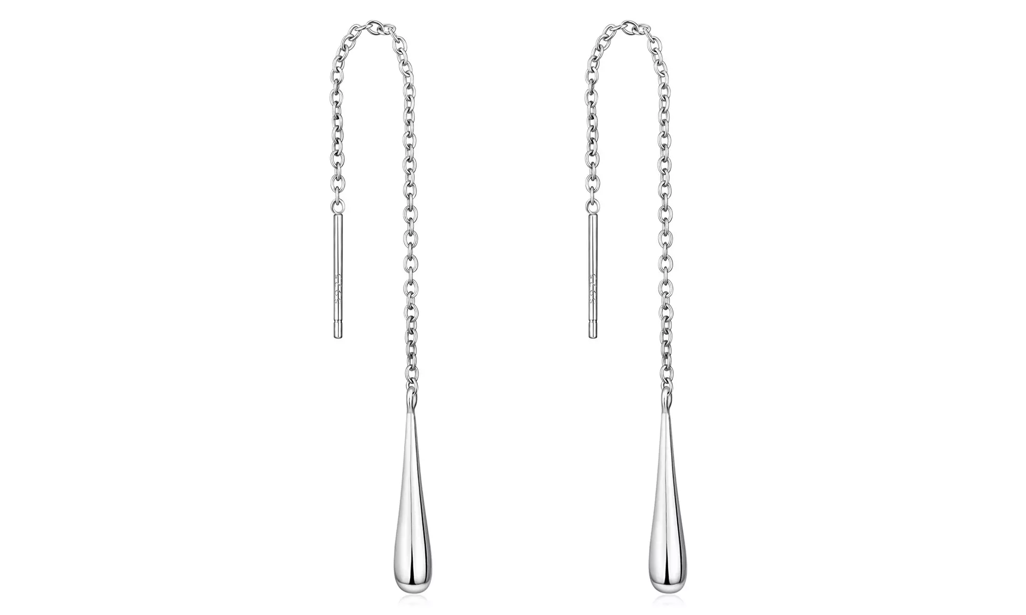 Sterling Silver Teardrop Threader Earrings