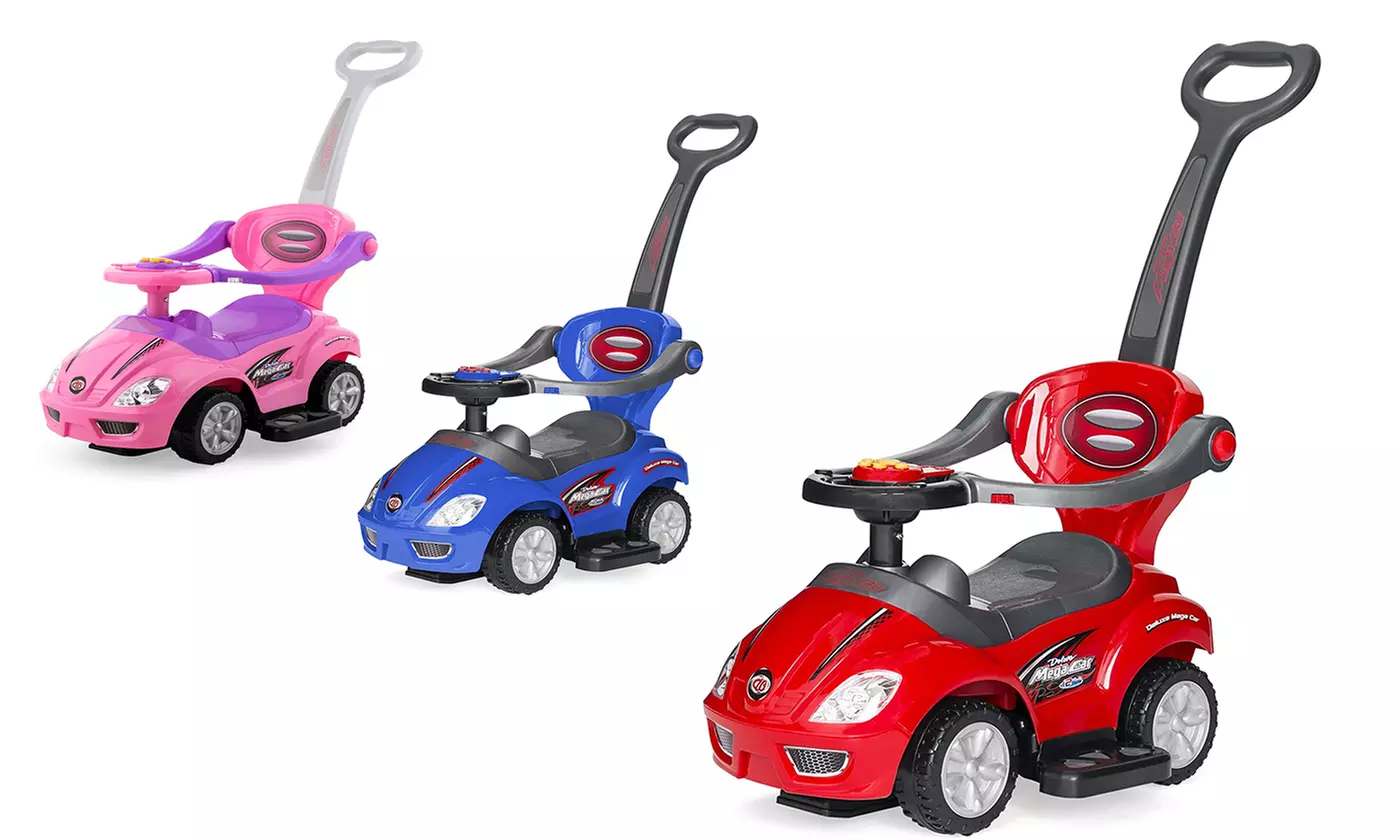 Kids 3-in-1 Push and Pedal Car Toddler Ride On w/ Handle, Horn, Music - Primary Image