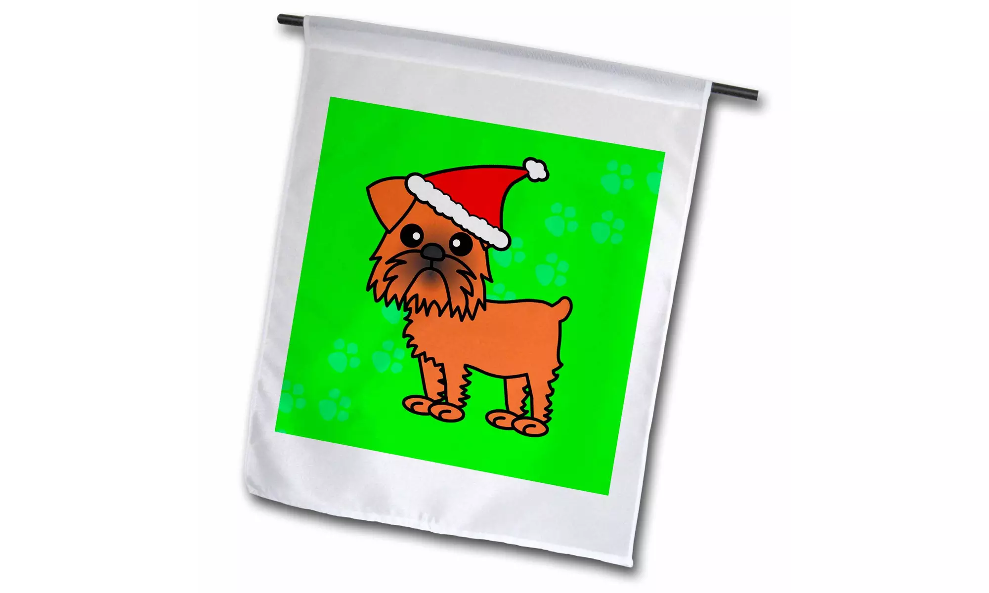  Garden Flag Cute Brussels Griffon Green with Santa Hat - 12 by 18-inches  - Second Medium