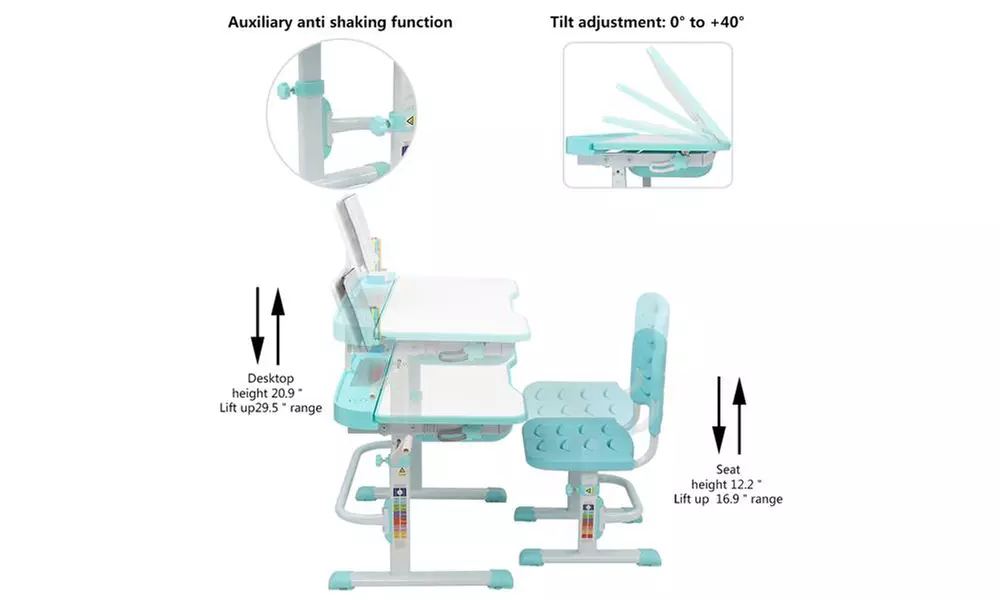 80Cm Hand-Operated Lifting Table Top Can Tilt Children's Study Table And Chair