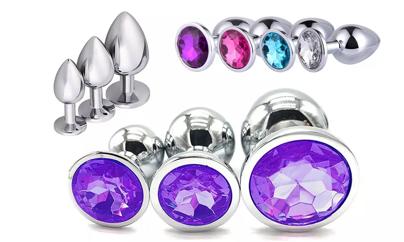 Stainless Steel Anal Plug Jeweled Plated Stopper Toy Insert Plug - Primary Image