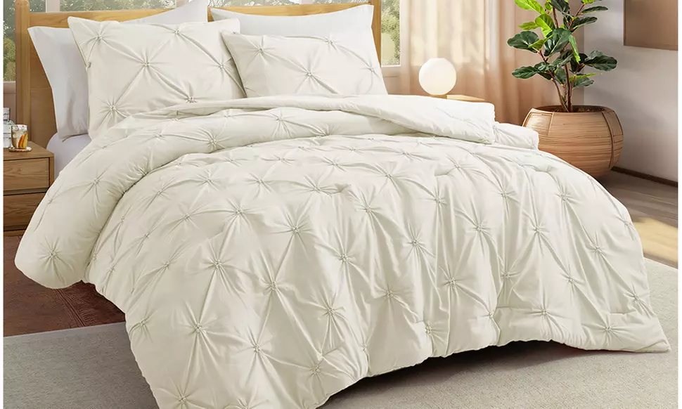 Peace Nest  2-3PC Pintuck Comforter Set