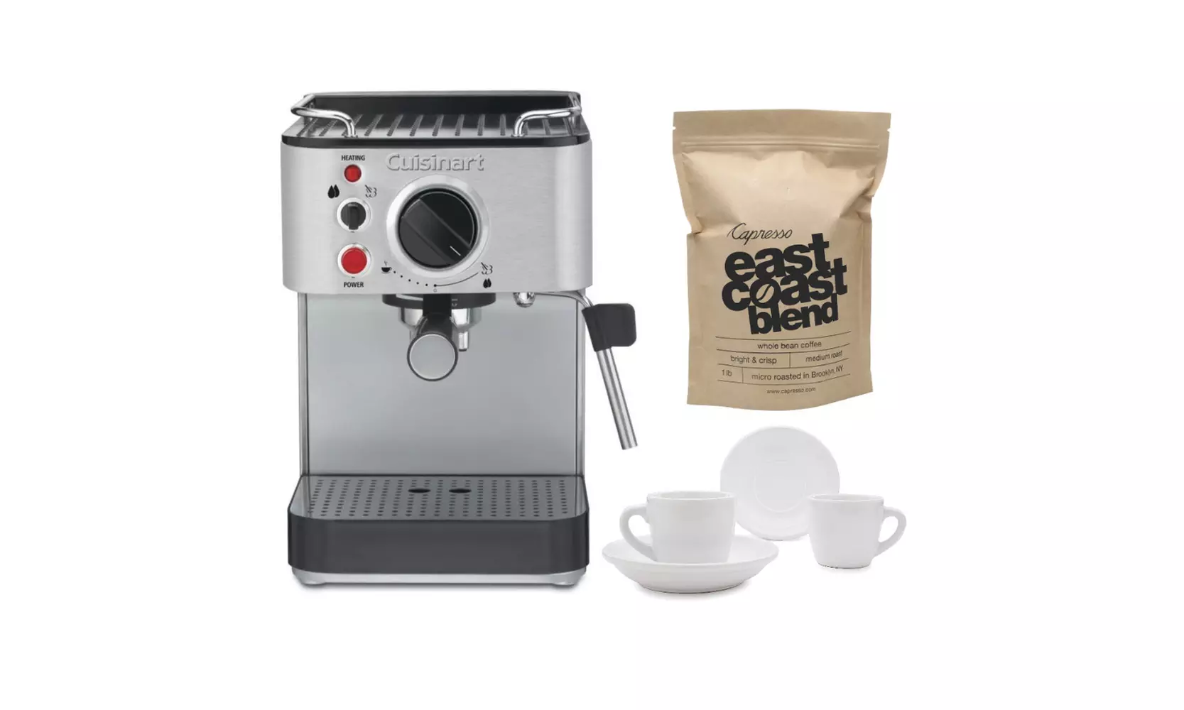 Cuisinart EM-100 Espresso Maker with 2 Cups with Saucers & Coffee (1-Pound) - Primary Image