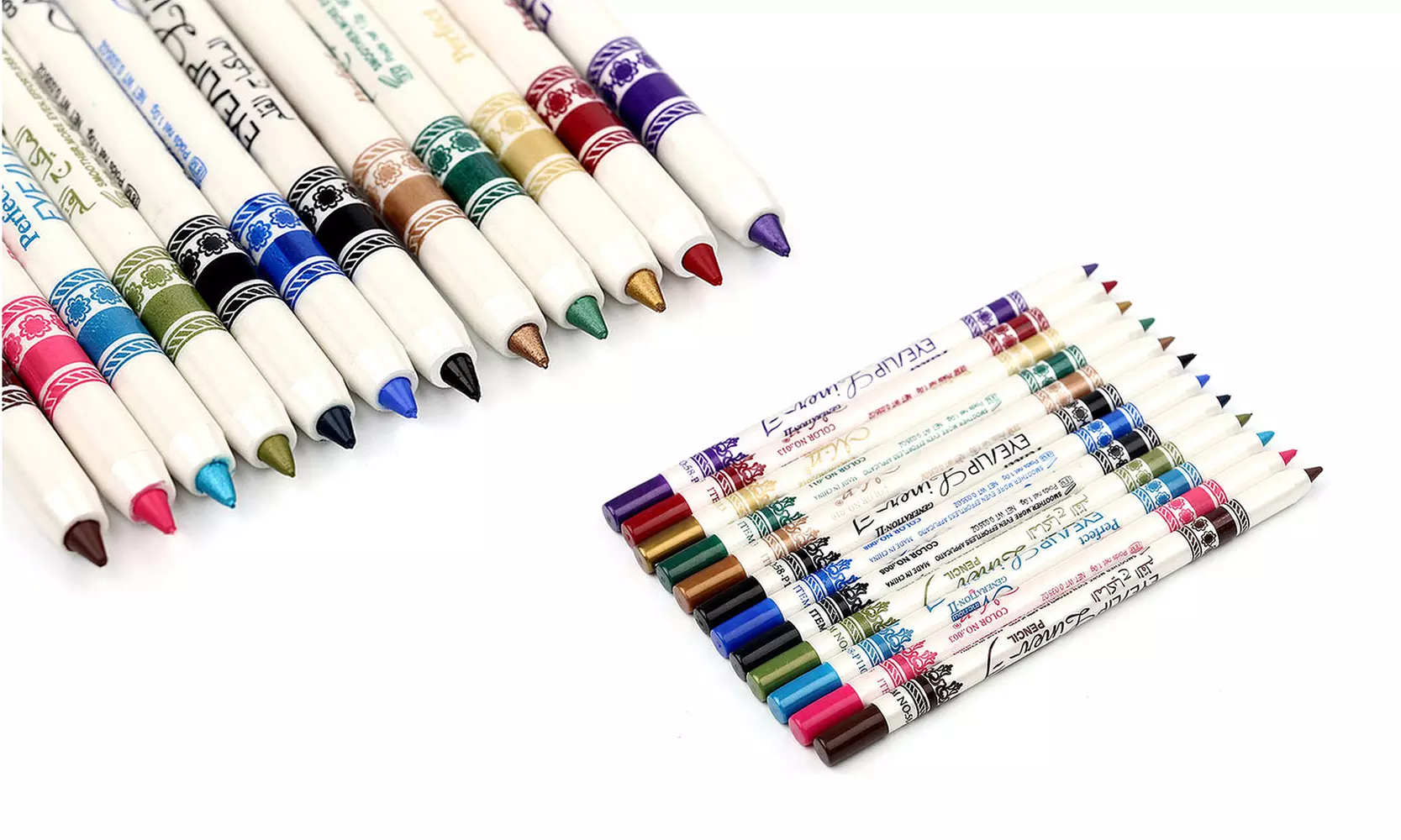 Professional Vivid Multi-Color Eye and Lip Liner Pencil Set (12 or 24-Pack) - Second Medium