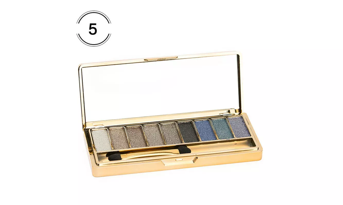 9 Colors Glitter Eyeshadow Eye Shadow Palette & Makeup Cosmetic Brush Set