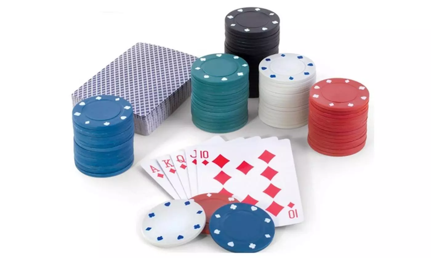 Funny Classic Poker Cards and Chip Set with Chips and Playing Cards - Primary Image