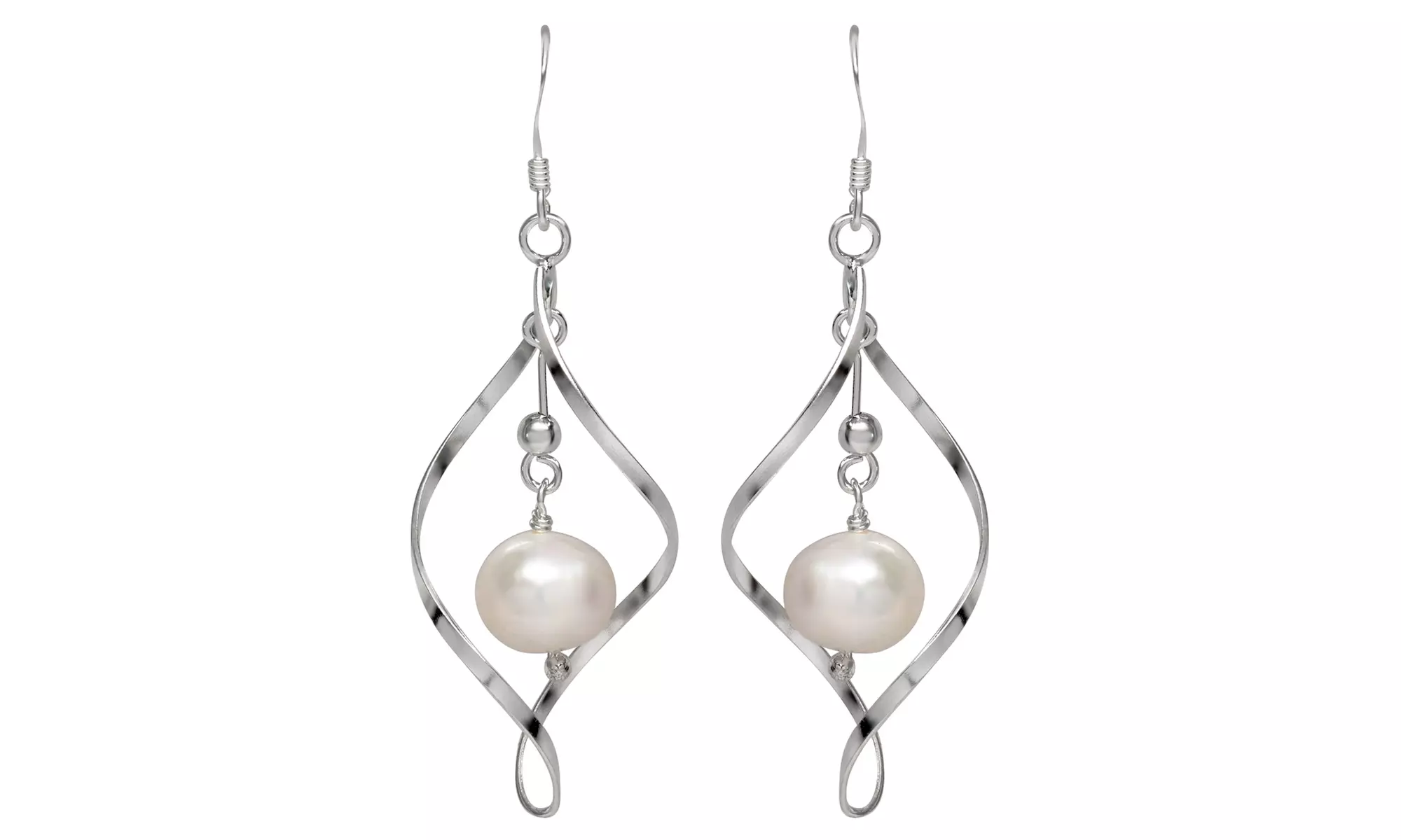 Freshwater Pearl Dangle Earrings in Sterling Silver