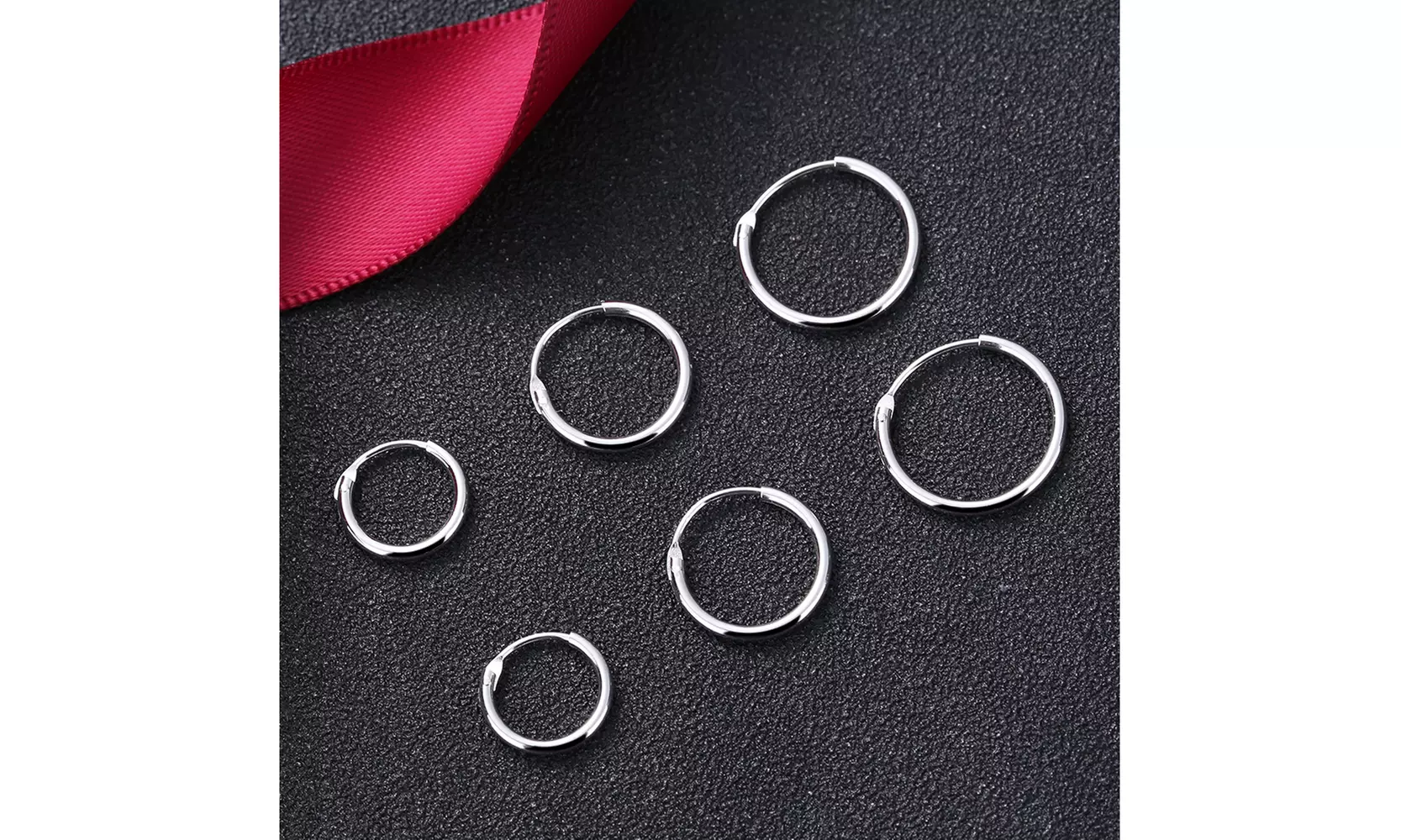Sterling Silver Hoop Earrings Set of 3 Sizes