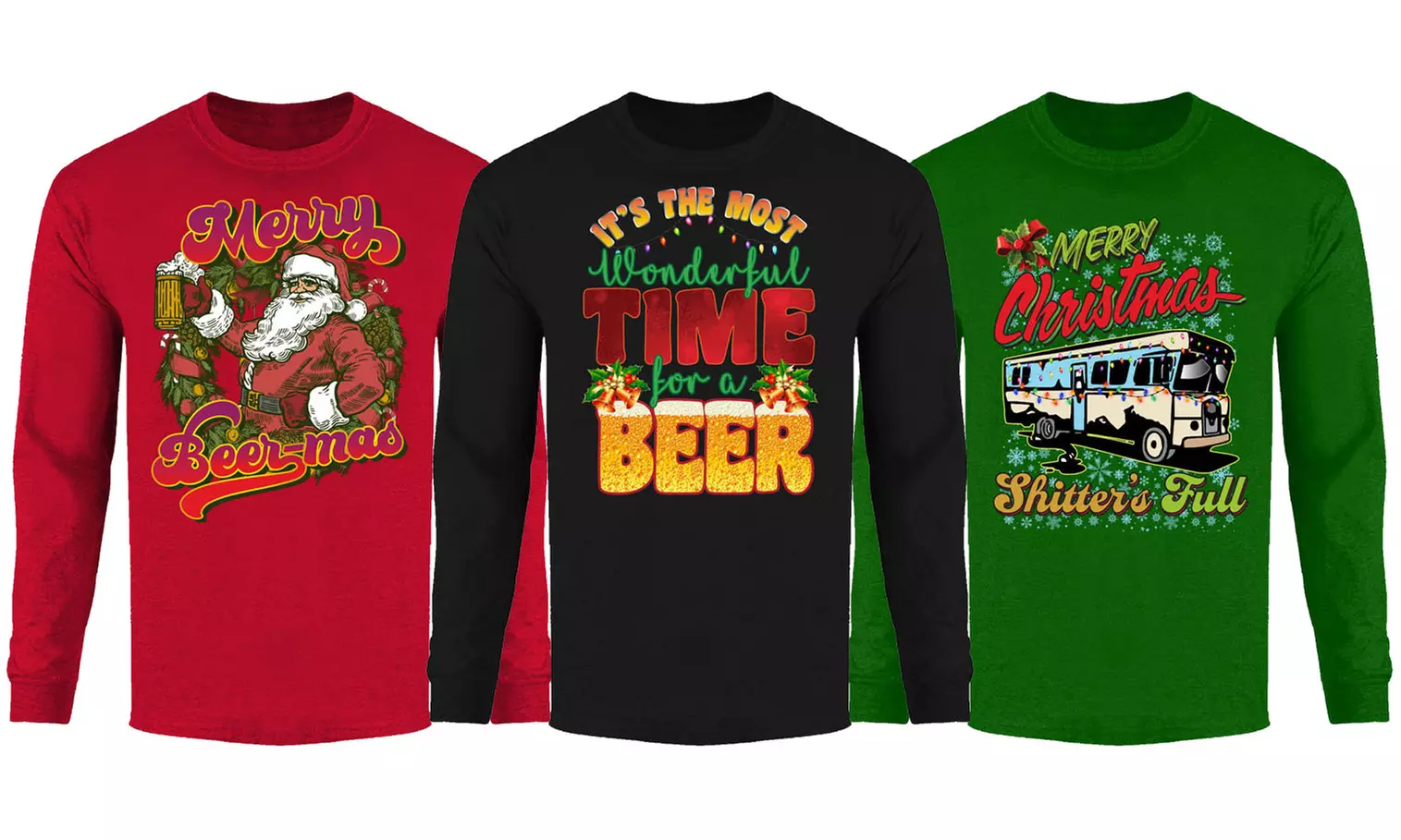 Men's Christmas Spirit Holiday Festive Long Sleeve Shirt (S-2XL)