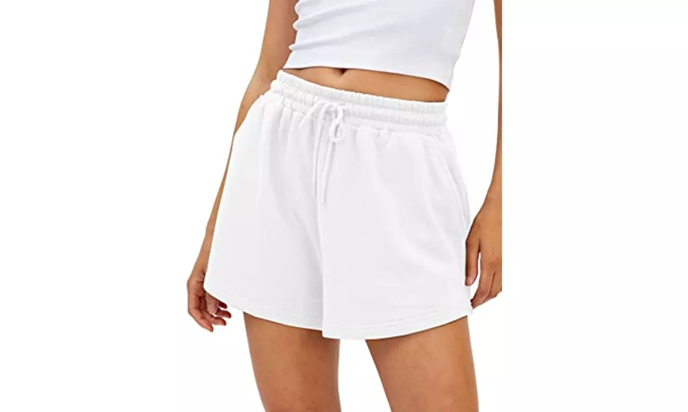 LESIES Womens Elastic Waist Sweat Shorts Active Shorts Workout Shorts