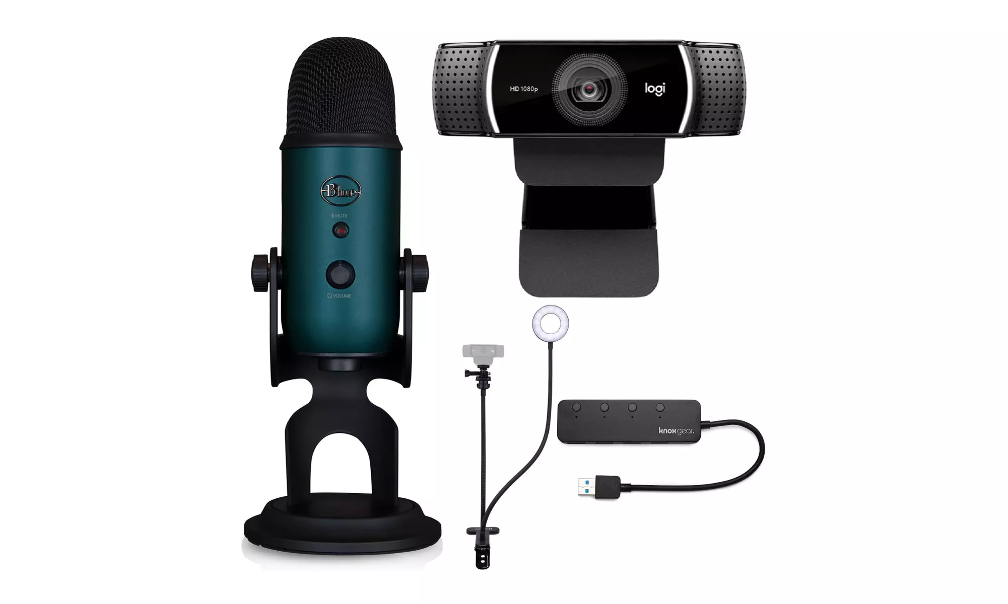 Blue Microphone Yeti USB Mic (Teal) Bundle with Logitech C922 Webcam - Primary Image