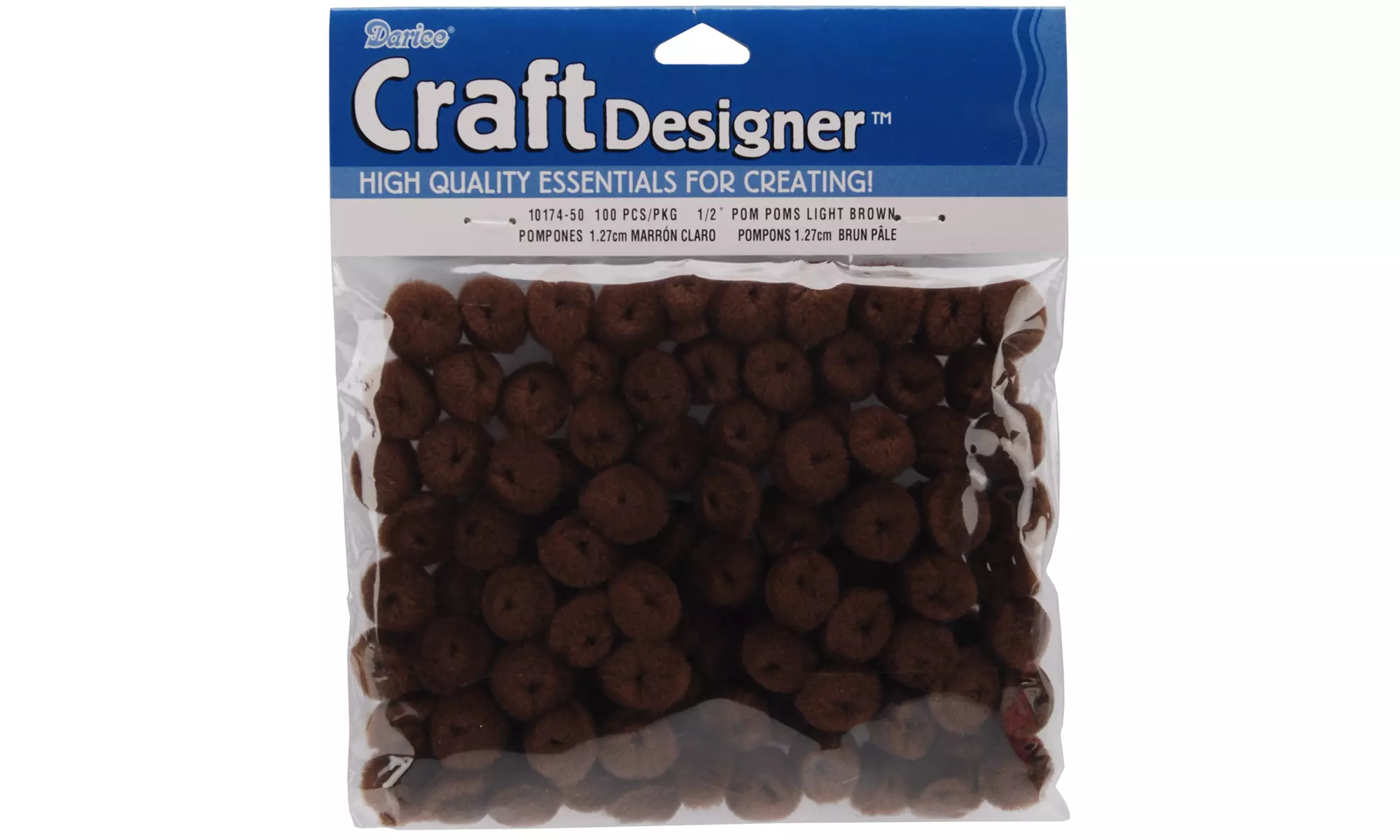 Darice Acrylic Pom Poms Brown 0.5 Inch - Primary Image