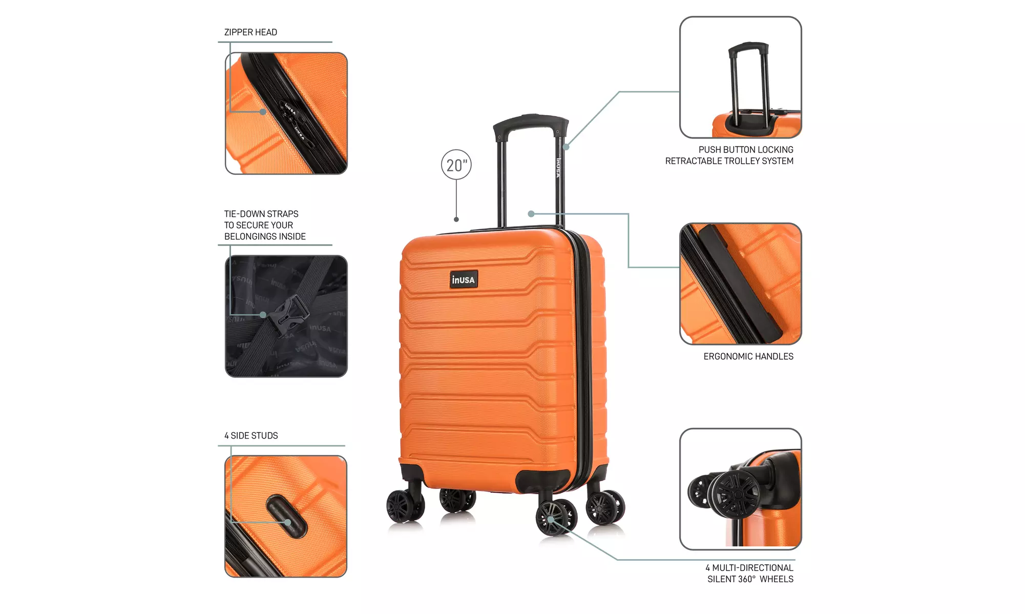 InUSA Trend lightweight hardside spinner luggage 20'', 24", 28" 
