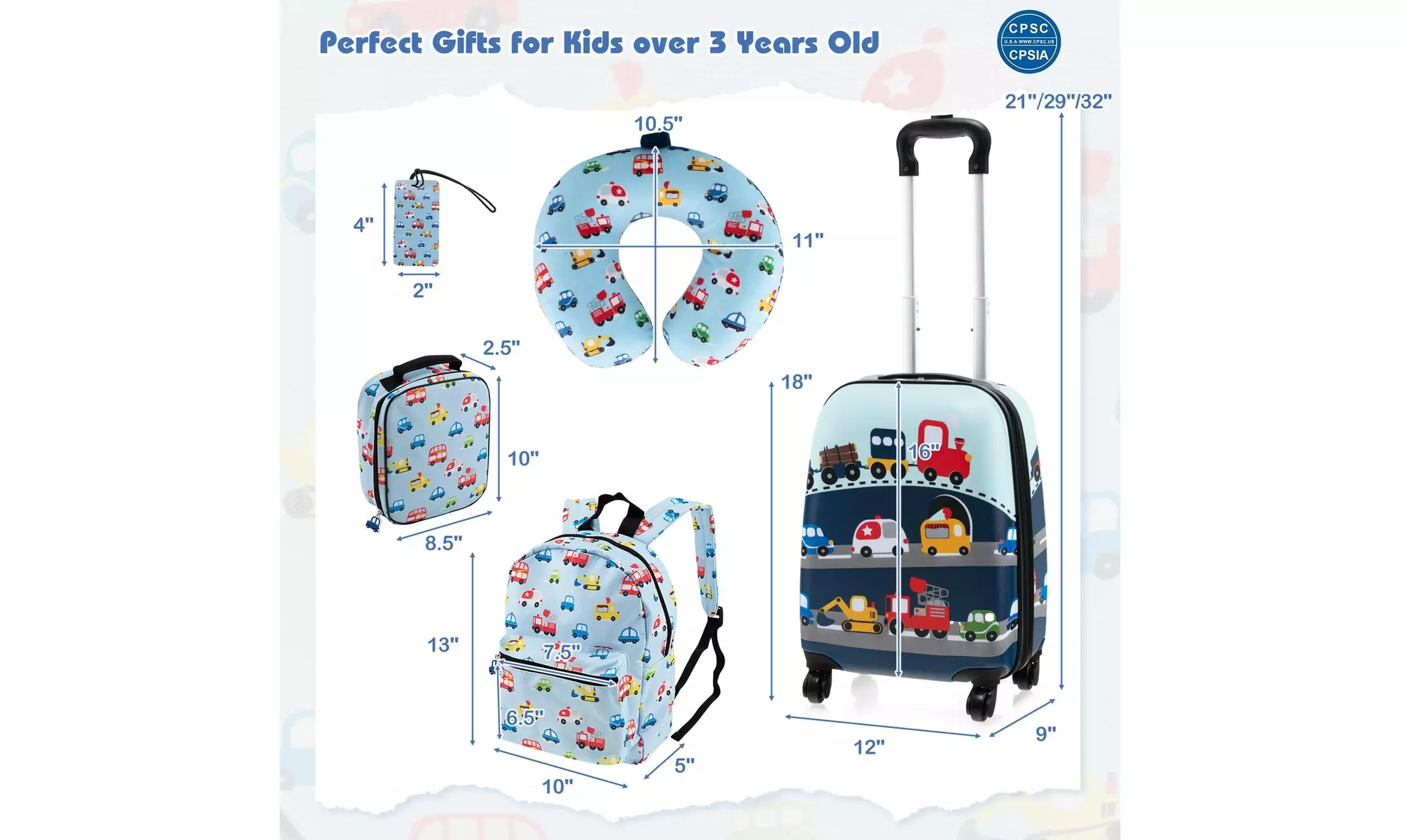 Costway Five-Piece Costway Kids Luggage Set 