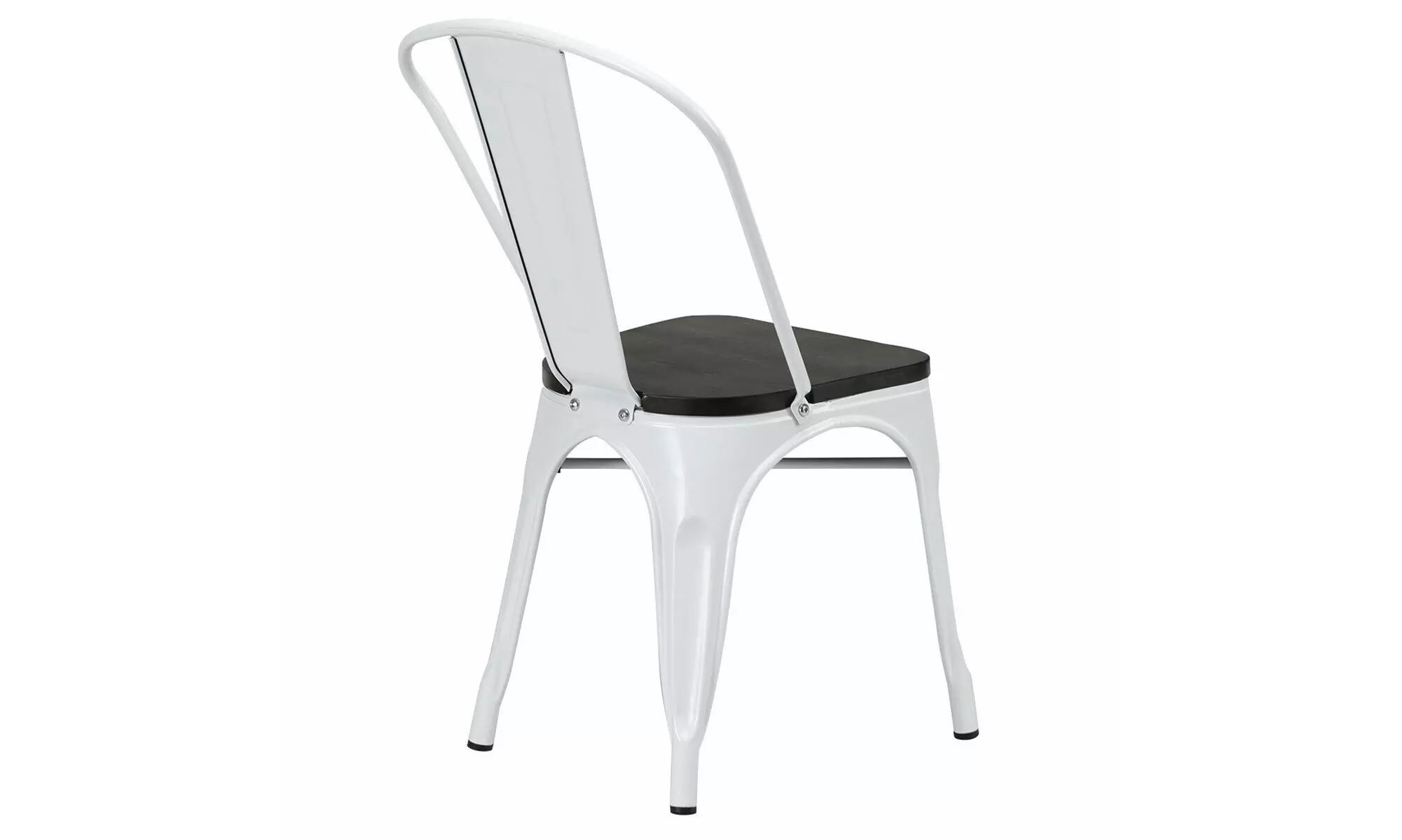 Costway Set of 4 Tolix Style Metal Dining Side Chair Wood Seat Stackable