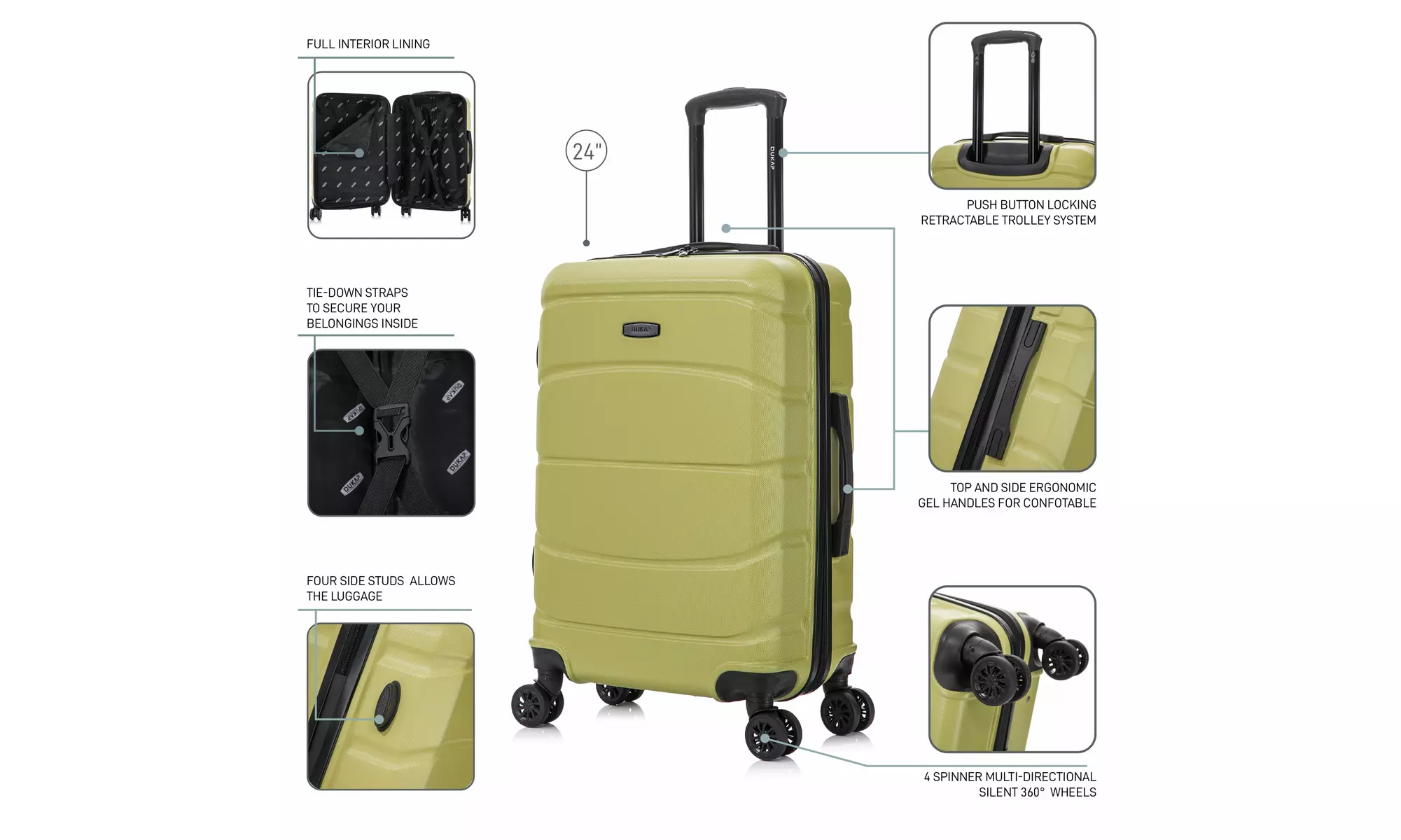 DUKAP Sense Lightweight Hardside Spinner Luggage 20"/24"/28"