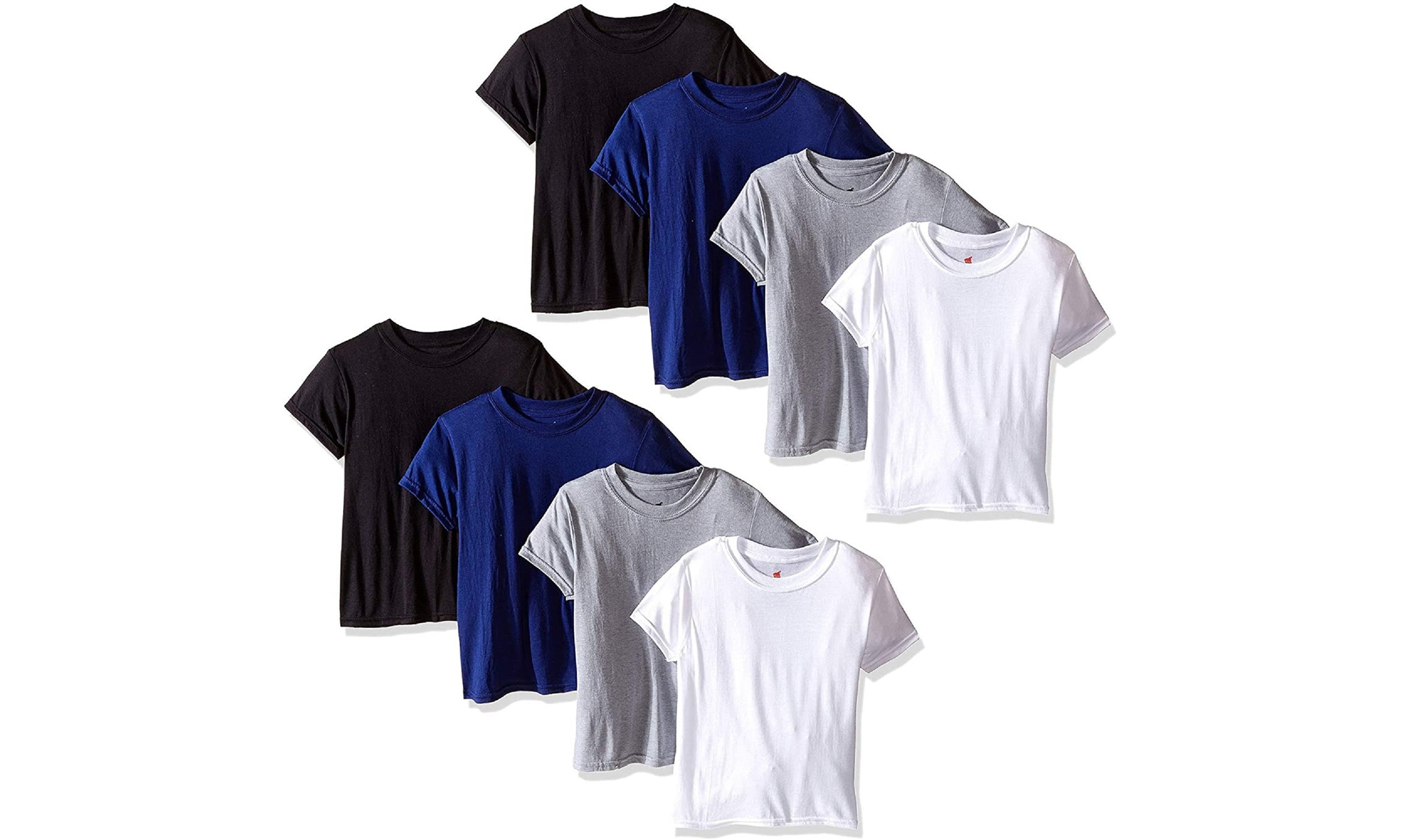 Hanes Big Boys T-Shirts-8 Pack Tees X-Temp Crew T-Shirts for Boys 4 Colors